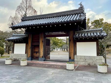 近江膳所城の模擬勢多口総門 膳所城,膳所,大津市の写真素材