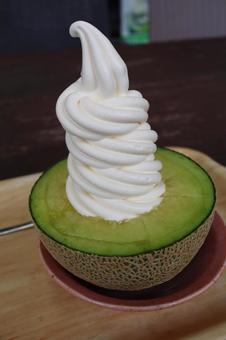 Melon soft serve ice cream, JPG