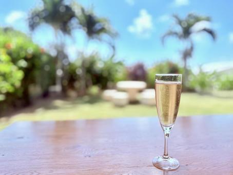 夏のリゾートで昼間から飲むシャンパン 夏のリゾートで昼間から飲むシャンパン シャンパン,ドリンク,アルコールの写真素材