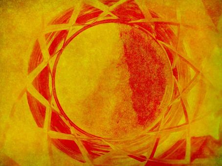 和紙とガラス　橙色と朱色の太陽 和紙,紙,壁紙の写真素材