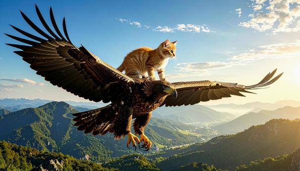 鷲に乗る猫 鷲に乗る猫の写真