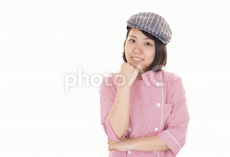 笑顔のウェイトレス 女性,仕事,ビジネスの写真素材
