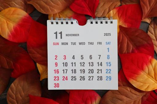 2025年11月のカレンダー素材 2025年11月のカレンダー素材 カレンダー,2025年,11月の写真素材