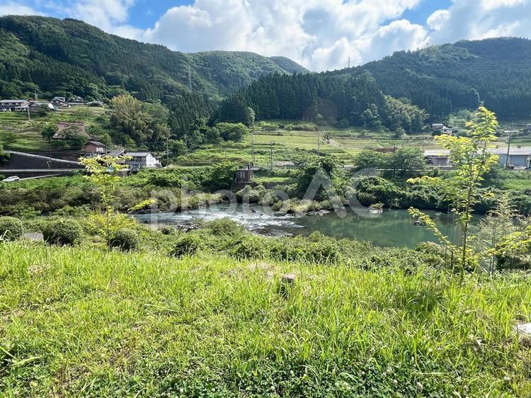 青空　山　田舎　田んぼ　写真素材　2 空,山,風景の写真素材
