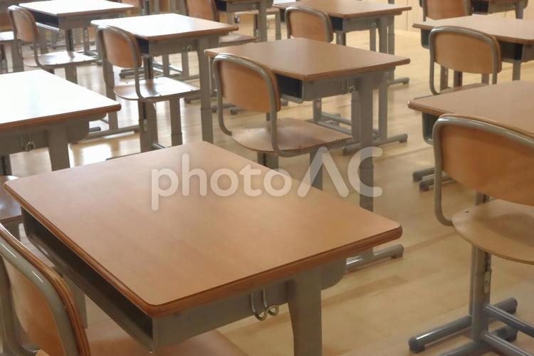 教室の机と椅子 学校,教室,机の写真素材
