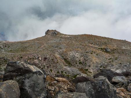 茶臼岳山頂 那須岳,茶臼岳,紅葉の写真素材