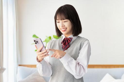 受験生・制服姿の女子高校生 受験生,受験,高校生の写真素材
