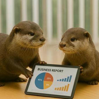 商談をするカワウソの写真