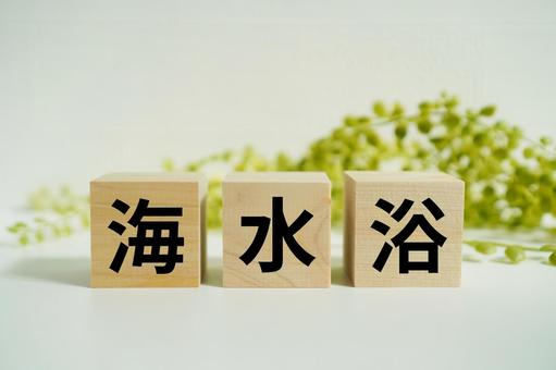 木製ブロックに『海水浴』の文字 木製ブロックに『海水浴』の文字 海水浴,夏休み,海の写真素材