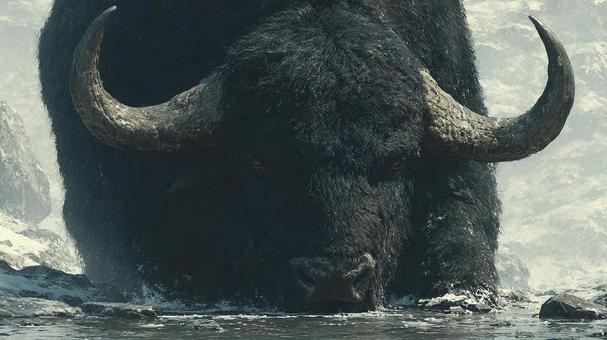 水辺に佇む巨獣の眼差し 水辺に佇む巨獣の眼差しの写真