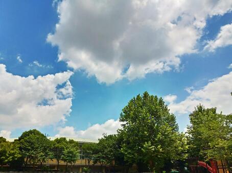 Image of summer sky and clouds, summer, sky, blue sky, JPG