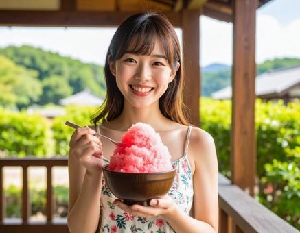 大きなかき氷(いちご味) 大きなかき氷(いちご味)の写真