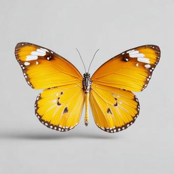 孤高の美:白い背景に映える黄色い蝶 孤高の美:白い背景に映える黄色い蝶の写真