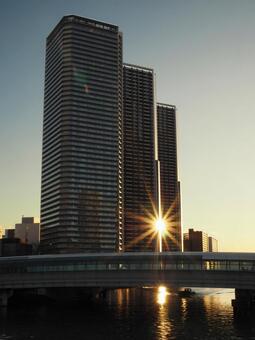 都心のタワマンから溢れる光 東京,ビル,タワマンの写真素材