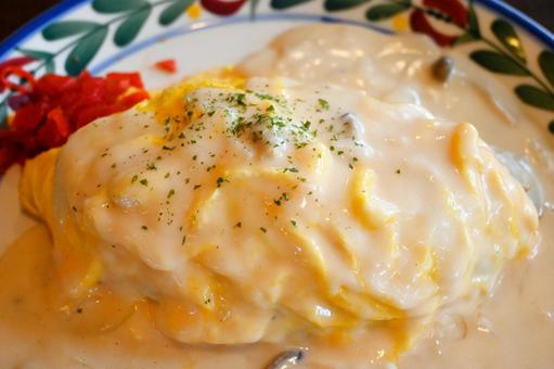 クリームオムライス オムライス,クリーム,クリームオムライスの写真素材