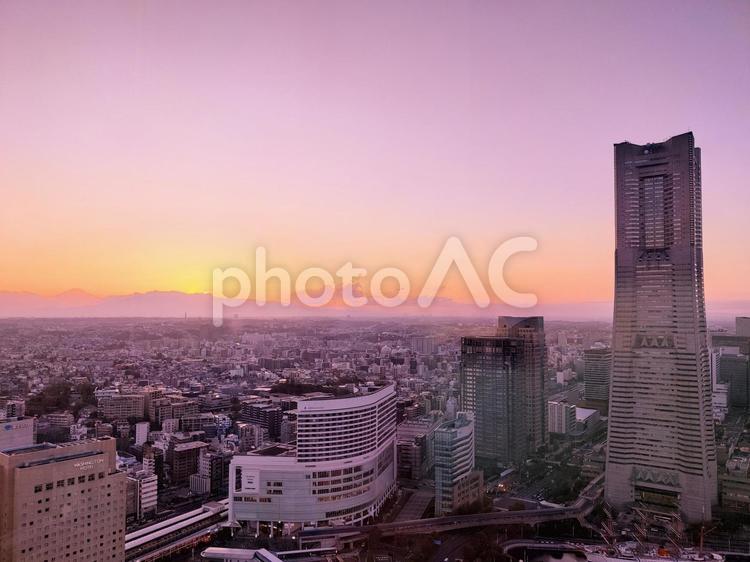 横浜の夕焼け 夕焼け,夕陽,夕景の写真素材