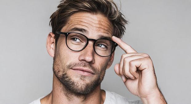 疑問を抱き、上を見上げる男性 疑問を抱き、上を見上げる男性 男性,顔,表情の写真素材