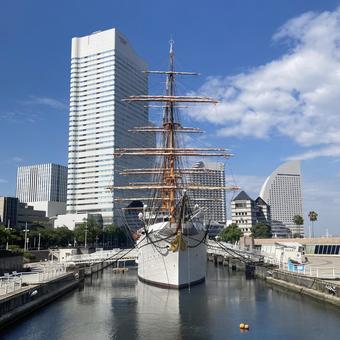 横浜の帆船日本丸 横浜の帆船日本丸 横浜,港,船の写真素材