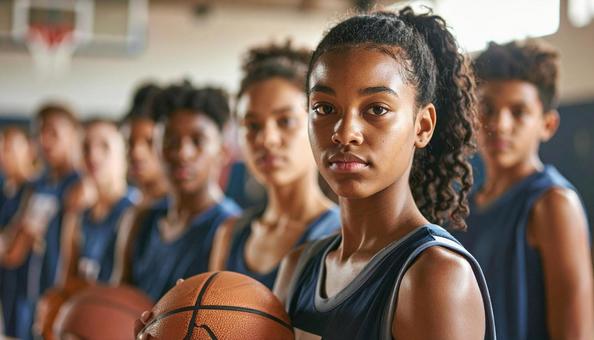 バスケをする子どもの写真