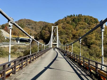 九頭竜川夢のかけはし　箱ヶ瀬橋　福井県秋 土木遺産,建造物,夢のかけはしの写真素材