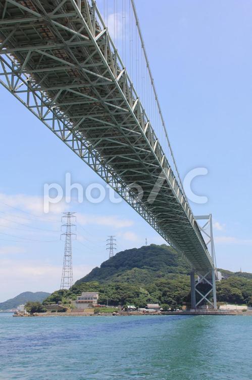 山口県下関市から見た関門海峡と関門橋 関門橋,関門海峡,関門の写真素材