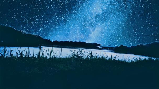 夜空の星々の反射 夜空の星々の反射 天の川,夜空,夜の写真素材