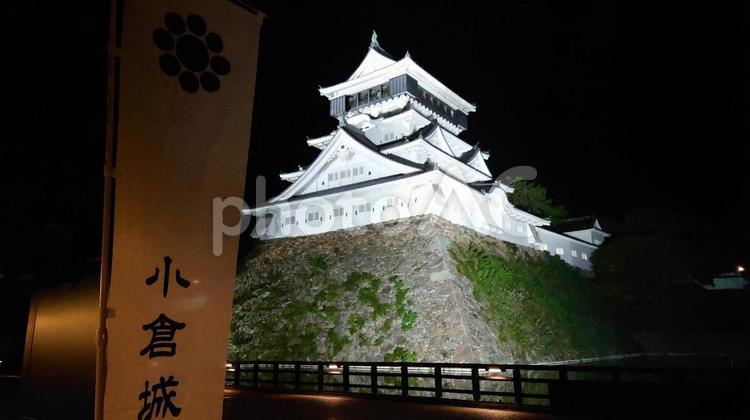 のぼり旗と小倉城 小倉城天守閣,小倉城,観光地の写真素材