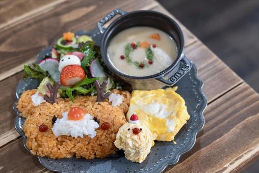 トナカイ風チキンライスとクリームシチュー トナカイ風チキンライスとクリームシチュー シチュー,トナカイ,オムレツの写真素材