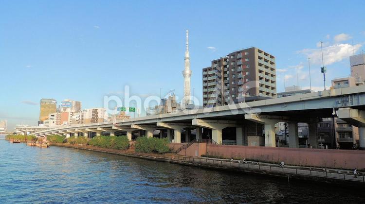 隅田川の風景 隅田川,浅草,東京スカイツリーの写真素材