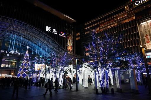 Photo, city of light, winter illuminations, hakata station front, 