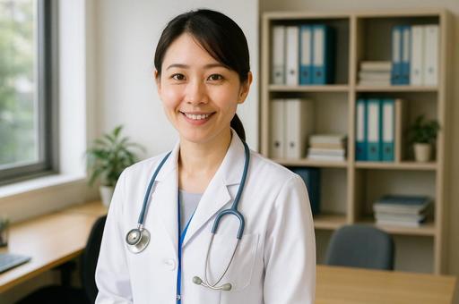 笑顔の女性医師 笑顔の女性医師の写真