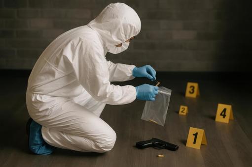 鑑識作業を行う警察職員の写真