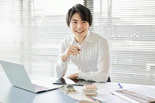 Asian male architect standing at a design office, JPG Asian male architect standing at a design office, architects, designer, asian, JPG