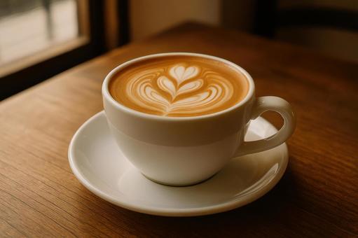 白いカップのカフェラテ 白いカップのカフェラテの写真