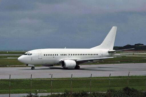 飛行機　ボーイング737　白 旅客機,航空機,エンジンの写真素材