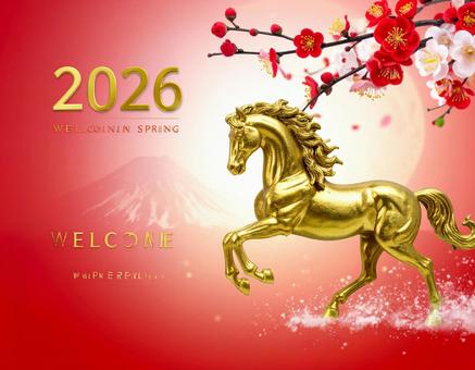 2026年用・馬モチーフの年賀素材 2026年用・馬モチーフの年賀素材の写真