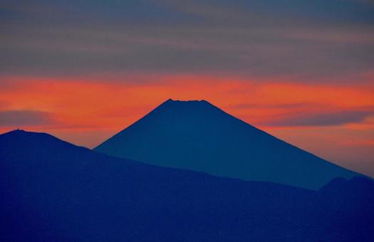 富士山と夕焼け 富士山,夕陽,日没の写真素材