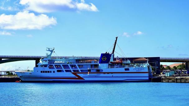 Ferry Zamami anchored at Aka Island in the Kerama Islands, JPG