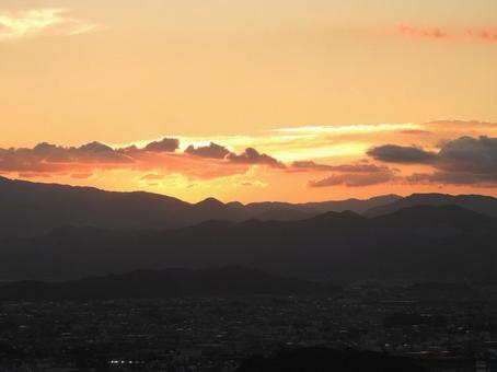 Photo, gifu castle, sunset, natural, 
