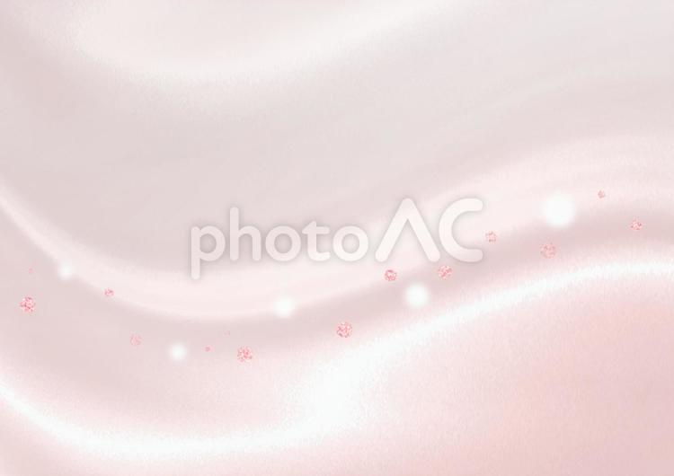 サテン風　曲線とピンクのラメの水玉　背景素材（ベビーピンク）横 サテン,シルク,光の写真素材