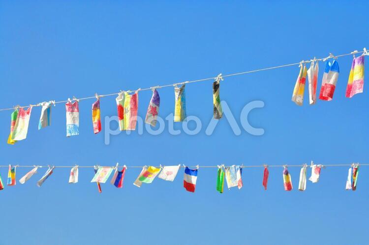 運動会　手作りの国旗 運動会,国旗,万国旗の写真素材
