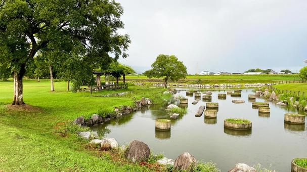 ひょうたん島公園の夏風景 ひょうたん島公園の夏風景 ひょうたん島公園,佐賀市,兵庫町の写真素材