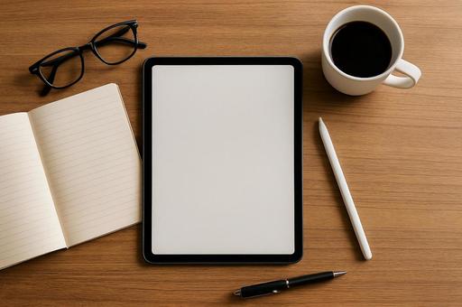 タブレットで作業の写真