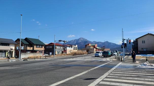 日本の田舎町 日本の田舎町 富士吉田,青空,街並みの写真素材