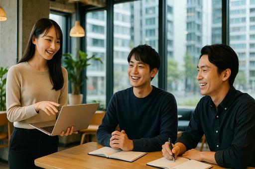 都会の会議室でのプレゼン 都会の会議室でのプレゼンの写真