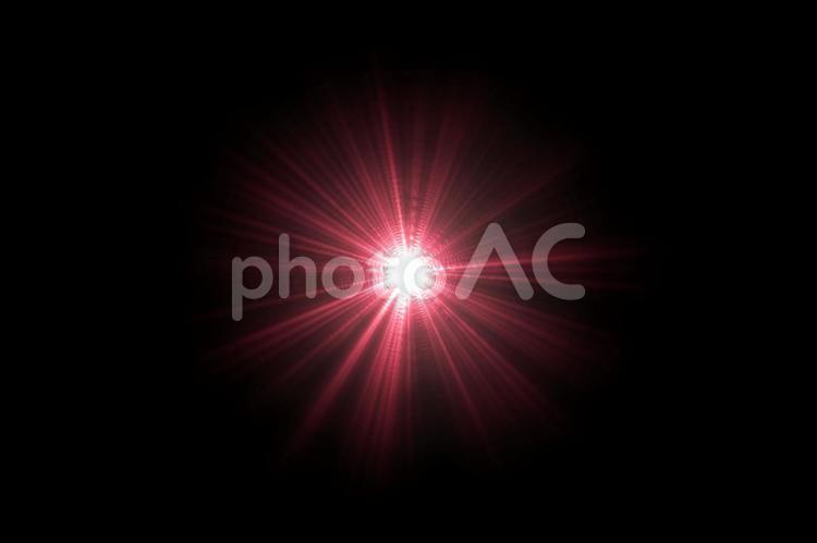 光のフレアエフェクト素材　赤 光,フレア,閃光の写真素材