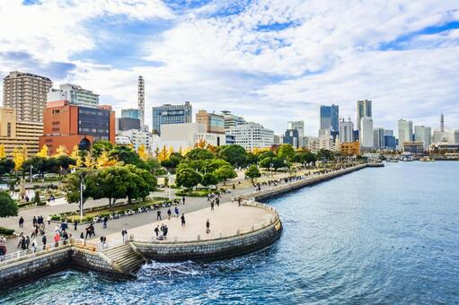氷川丸から見る山下公園 氷川丸,山下公園,横浜の写真素材