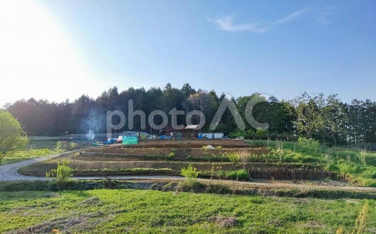 茨城県石岡市鯨岡の田園風景 田園風景,畑,農業の写真素材