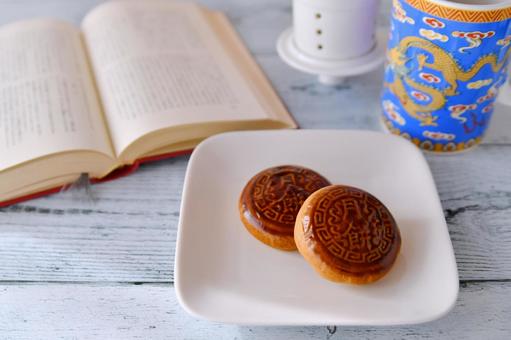 ティータイム ティータイム 月餅,中華菓子,餡子の写真素材