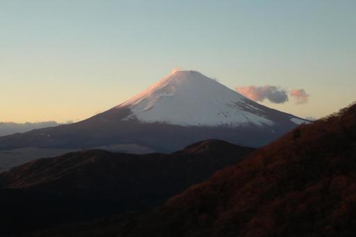 夕焼けの富士山 美しい,風景,景色の写真素材